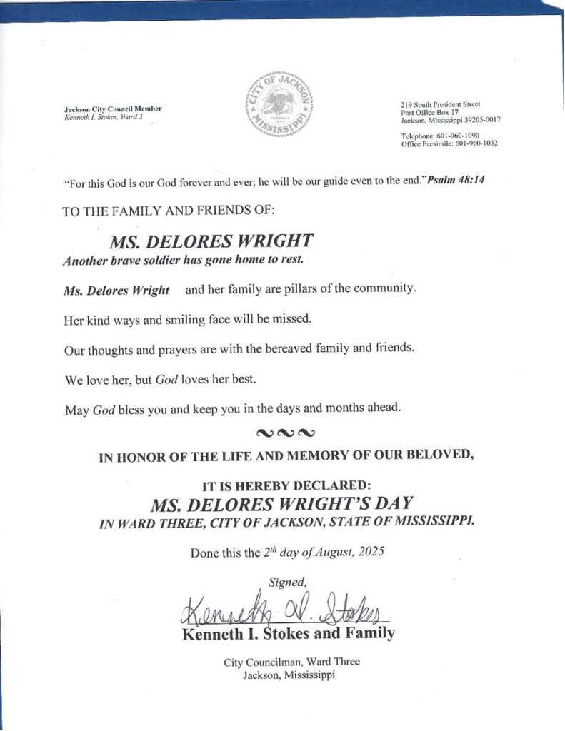 Jackson City Council tribute document